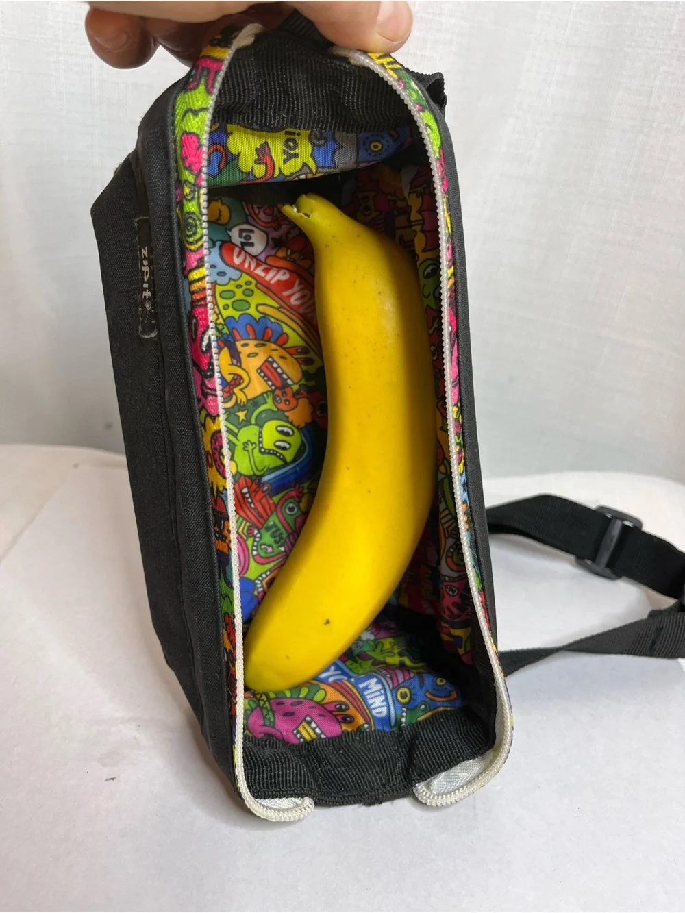Zipit Large Pencil Case Crossbody Belt Bag Colorful Graffiti Monster Print